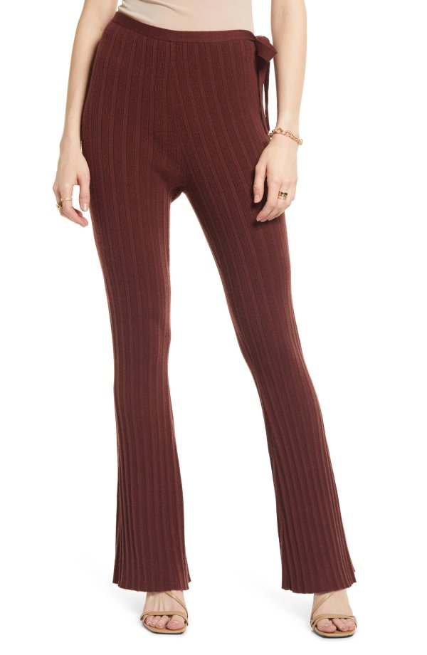 Ribbed Side-Tie Knit Pants