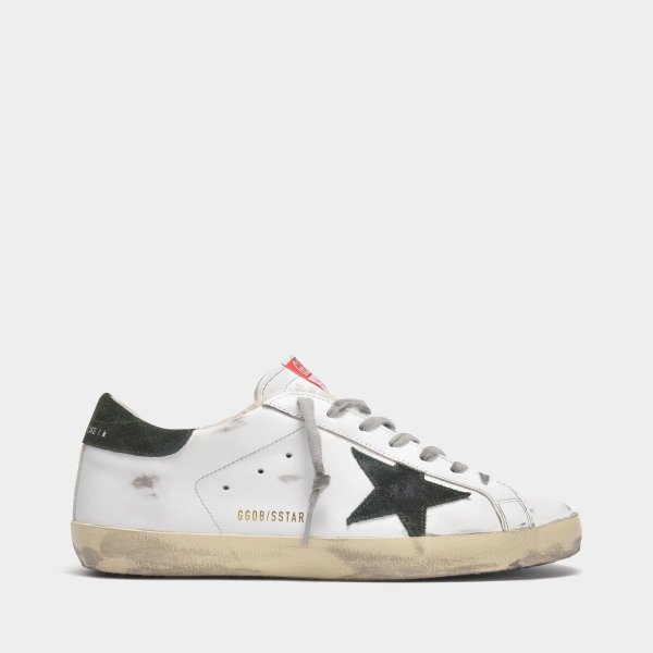 Super-Star Sneakers in White Leather and Military