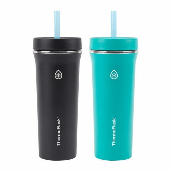 ThermoFlask 32oz Insulated Standard Straw Tumbler, 2-pack
