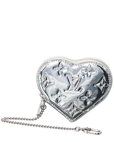 Silver Monogram Miroir Heart Coin Purse (Authentic Pre-Owned)