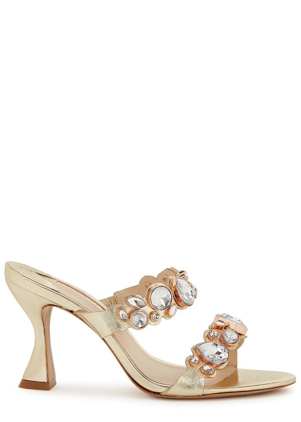 Ritzy 85 crystal-embellished leather mules