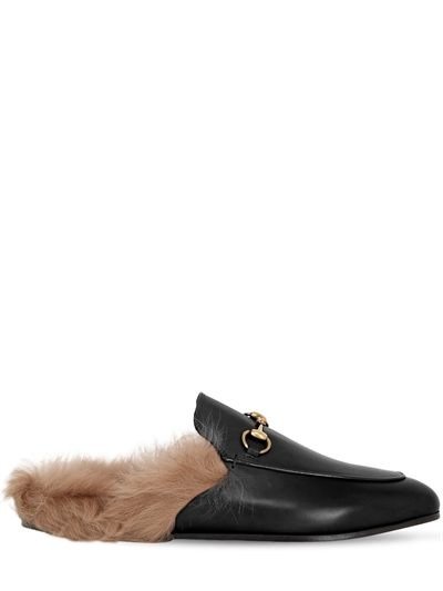 10MM PRINCETOWN LEATHER & FUR MULES