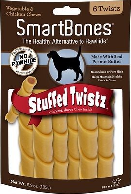 Stuffed Twistz Peanut Butter Chews Dog Treats, 6 count - Chewy.com