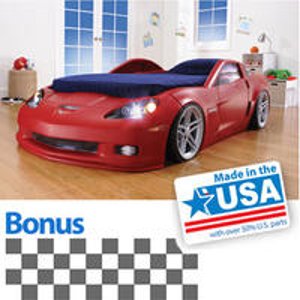 Step2 - Corvette Convertible Toddler to Twin Bed with Lights w/BONUS Racer Stripe Decals