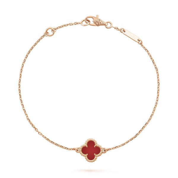 Sweet Alhambra bracelet 18K rose gold, Carnelian