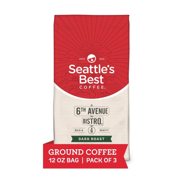 Seattle's Best Coffee 6th Avenue Bistro Dark Roast Ground Coffee 12 Ounce Bags (Pack of 3)