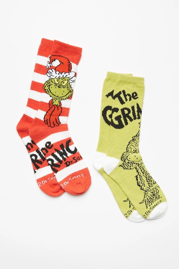 The Grinch Graphic Cozy Plush Crew Socks 2-Pack