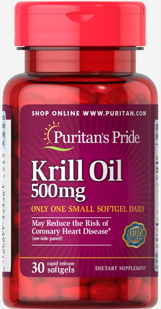 Red Krill Oil 500 mg (86 mg Active Omega-3) 30 Softgels | Heart Health Supplements | Puritan's Pride