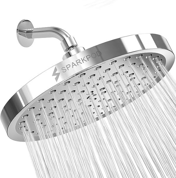 Shower Head - High Pressure Rain - Premium Quality Luxury Design - 1-Min Install - Easy Clean Adjustable Replacement for Your Bathroom Shower Heads (Luxury Polished Chrome, 8 Inch Round)