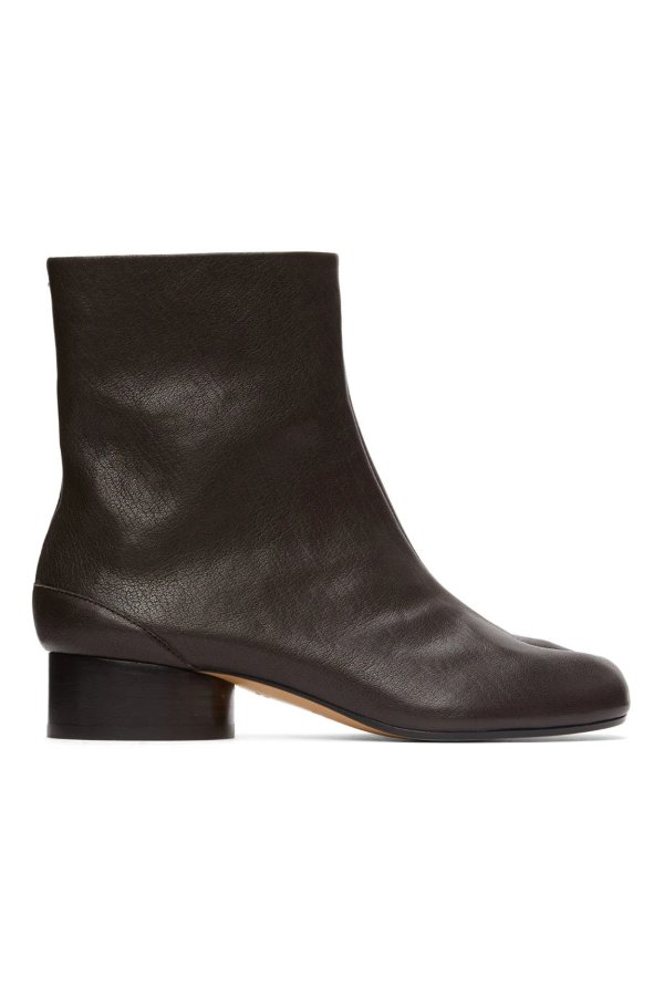 SSENSE Exclusive Brown Vintage Leather Tabi Boots