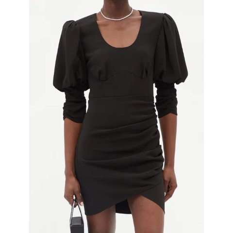 Self-PortraitPuff-sleeve crepe 连衣裙