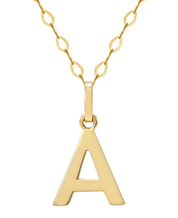 Initial Pendant Necklace with 18" Chain in 14k Yellow Gold