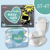 Pampers Easy Ups Training Underwear Boys Size 5 3T-4T 84 Count, Pampers Baby Wipes (216 Count), & Summer Infant My Size Potty (White) Bundle