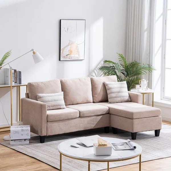 Reversible L-shaped Sectional Sofa Set