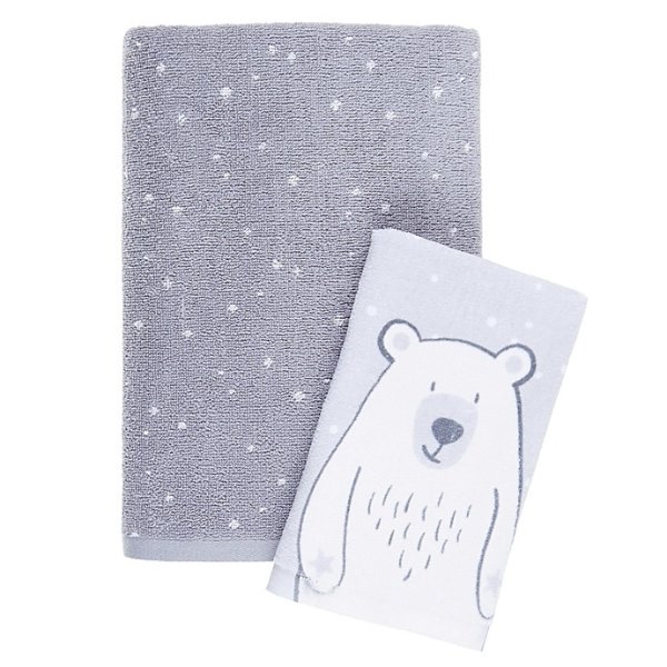 Marmalade™ Polar Bear 2-Piece Towel Set in Grey/Snow | Bed Bath & Beyond
