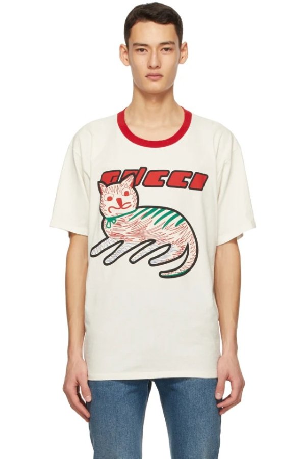 Off-White Cat Print Oversize T-Shirt