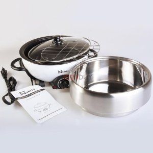 Multi-function Hot Pot With Nonstick Grill Pan 4L NEC-402W 1 Year Mfg Warranty, 120V