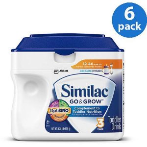 Similac Go & Grow Milk Based Toddler Drink with Iron Powder Stage 3, 1.38lb container (Pack of 6)