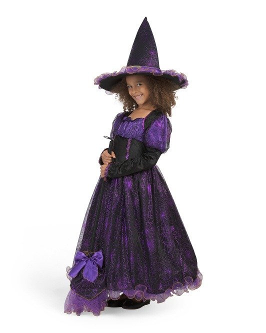 Kids Witch Costume With Hat &amp; Broom