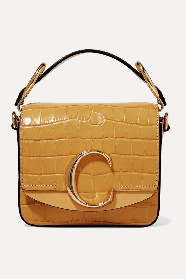 C mini smooth and croc-effect leather shoulder bag