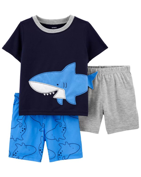 3-Piece Shark Loose Fit PJs