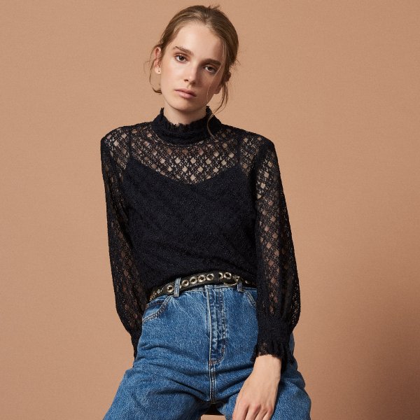 Long-sleeved lace top