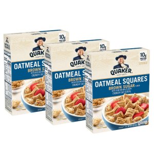 Quaker Oatmeal Squares Breakfast Cereal 3 Packs