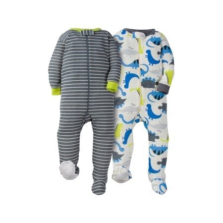 Footed Tight-fit Unionsuit Pajamas, 2pk (Baby Boys)