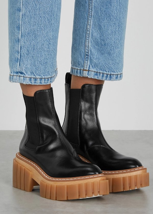 Emilie 75 black faux leather ankle boots