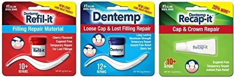Tooth Repair Kit - Dental Repair Kit with Dental Cement, Refil-it Lost Filling Repair and Recap-It Loose Caps - Tooth Filler Kit for Broken or Lost Filling, Cap or Crown