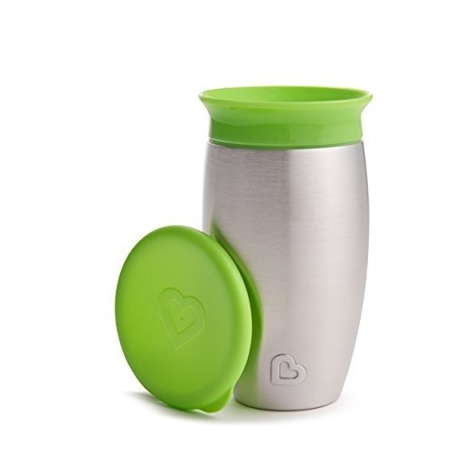Miracle Stainless Steel 360 Sippy Cup, Green, 10 Ounce