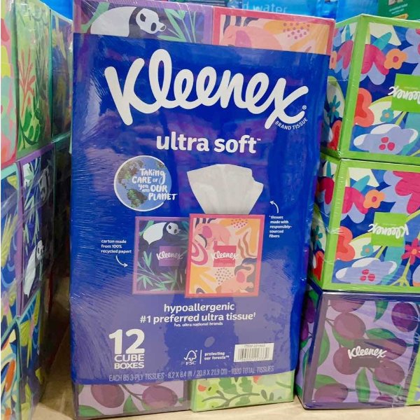 Kleenex Expressions Ultra Soft Facial Tissues, 18 Cube Boxes, 60 Tissues  per Box, 3-Ply (1,080 Total Tissues), Packaging May Vary