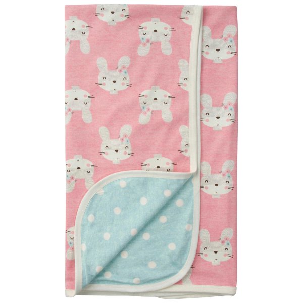 ® Organic Baby Girls Bunny Reversible Knit Blanket