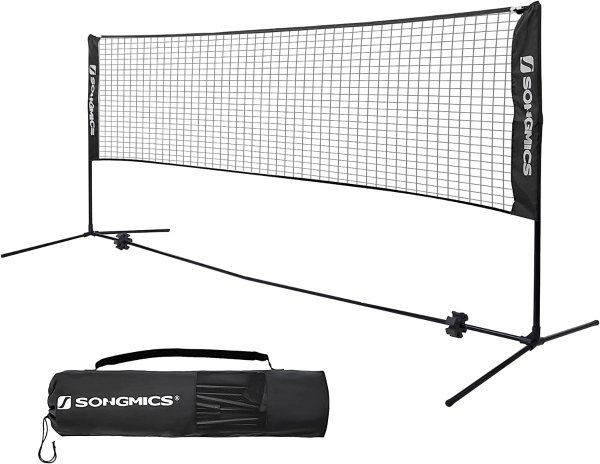 Badminton Net Set, Portable Sports Set for Badminton, Tennis, Kids Volleyball, Pickleball, Easy Setup, Nylon Net with Poles, for Indoor Outdoor Court