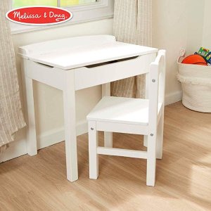 史低价：Melissa & Doug  儿童木质桌椅套装，白色
