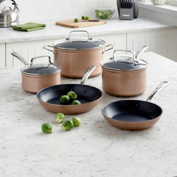 8-Pc. Hard Anodized Non-Stick Cookware Set - Toffee Delight