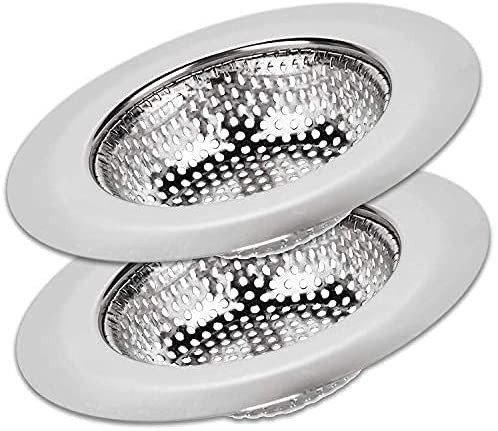 2 Pack Kitchen Sink Strainer Food Catcher 4.5 inch Diameter, Wide Rim Perfect for Most Sink Drains, Anti-Clogging Micro Perforation Holes, Rust Free Stainless Steel, Dishwasher Safe