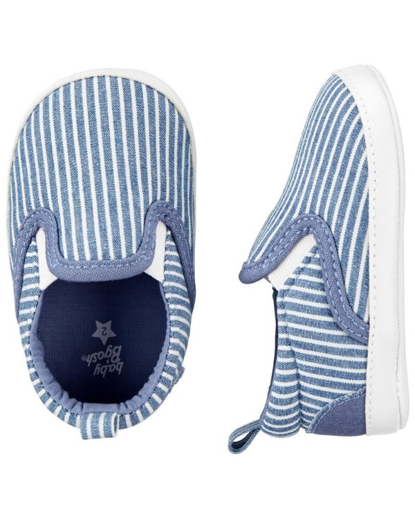 Striped Chambray Slip-on Baby Shoes