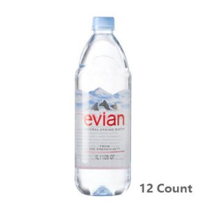 evian Natural Spring Water 1 Liter, 12 Count