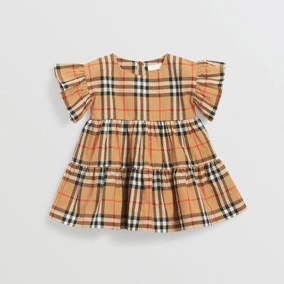 Ruffle Detail Vintage Check Dress with Bloomers