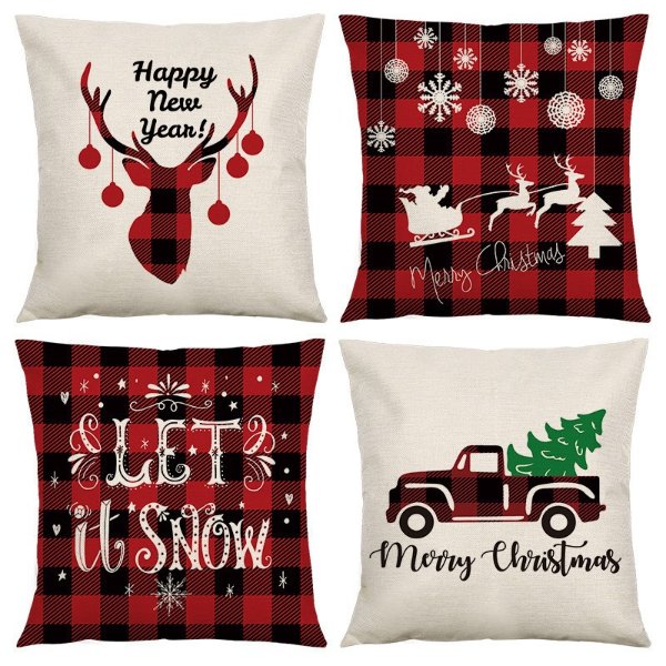 1pc, Check Christmas Collection Pillowcase, Santa Elk Living Room Bedroom Pillowcase | Quick & Secure Online Checkout. | Temu