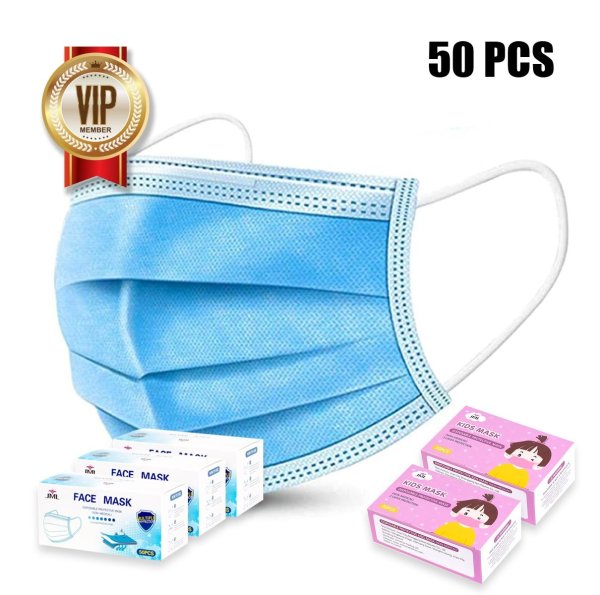 3 Pack (50 pcs each pack) Disposable Mask 3 Layer Protection With Free 2 box Disposable Kids Mask (20 pcs)