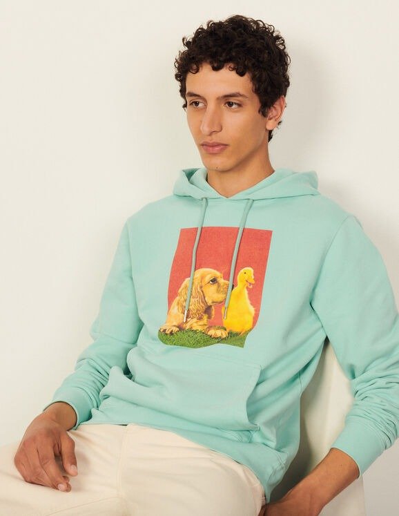 Cotton hoodie with artwork