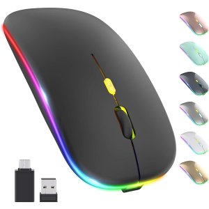 LED Wireless Mouse, Rechargeable Slim Silent Mouse 2.4G