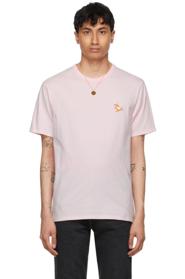 Pink Chillax Fox Patch Classic T-Shirt
