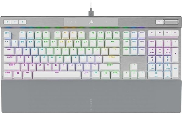 K70 PRO RGB Optical-Mechanical Gaming Keyboard - OPX Linear Switches, PBT Double-Shot Keycaps, 8,000Hz Hyper-Polling, Magnetic Soft-Touch Palm Rest - NA Layout, QWERTY - White