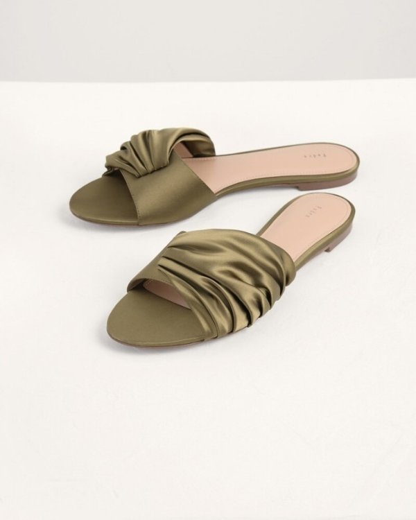 Ruched Satin Sliders