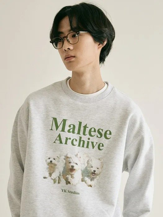 Maltese Archive Sweatshirt_Melange White