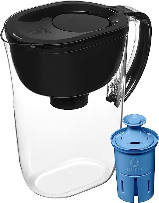 Large Water Filter Pitcher for Tap and Drinking Water with SmartLight Filter Change Indicator + 1 Elite Filter, Reduces 99% Of Lead, Lasts 6 Months, 10-Cup Capacity, Black