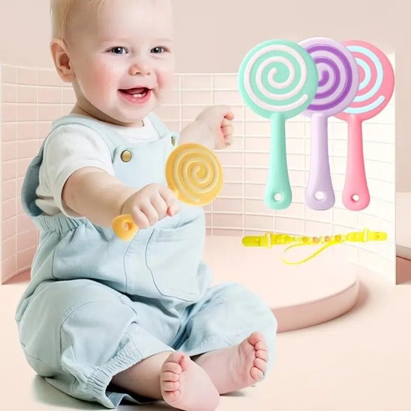 Baby Lollipop Teether Baby Molar Stick Teether Teething Period Chewing Gum 4 5 6 7 8 Months Above Can Be Boiled Safe Material - Baby Products - Temu